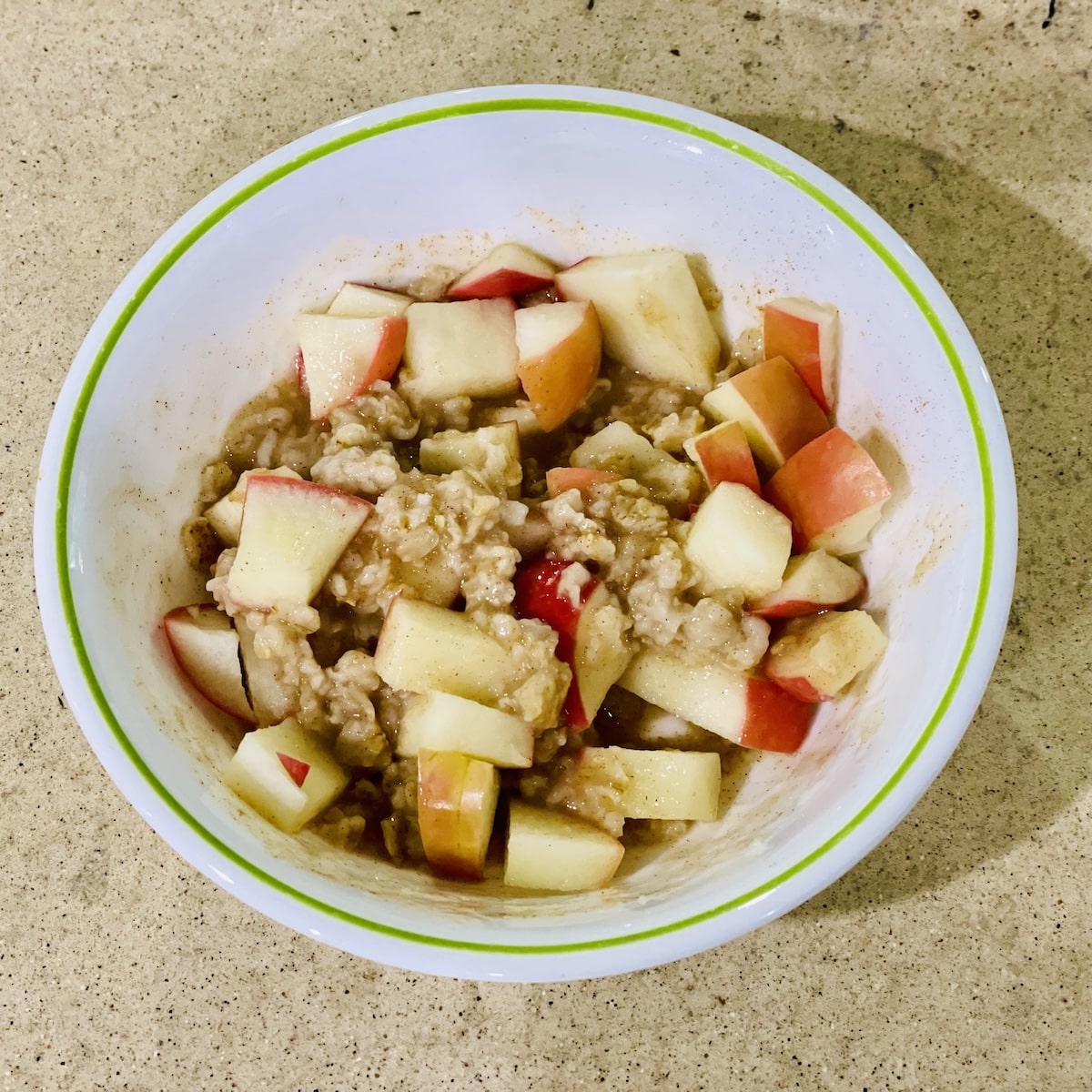 Anti-Inflammatory Oatmeal with old fashioned oats, apples, ground flaxseed, and drizzle of honey