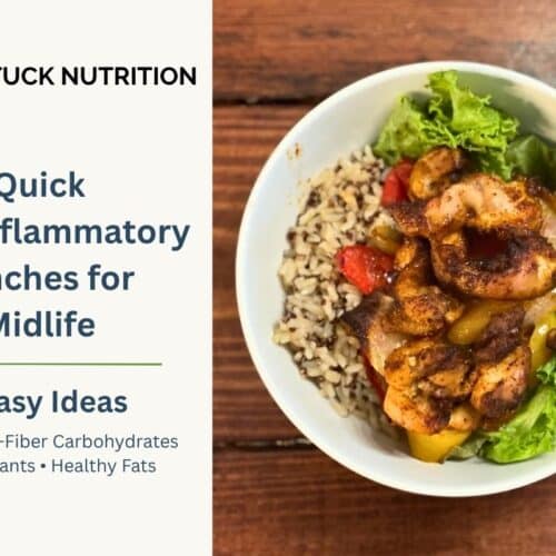 Quick anti-inflammatory lunch bowl with chicken, whole grains, peppers, and leafy greens.